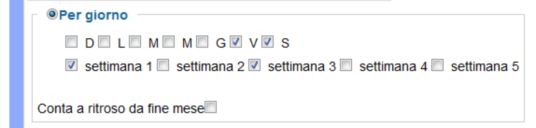 Ripetizione mensile per settimana